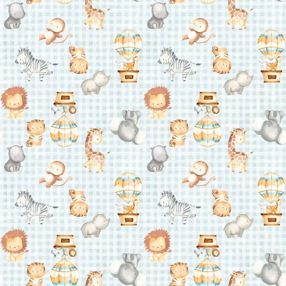 Tricoline Estampada Baby Fundo Xadrez 100% Algodão 1,50m Largura - Variante 1