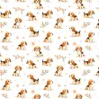 Tricoline Estampada Cachorrinho no Jardim 100% Algodão 1,50m Largura - Variante 1