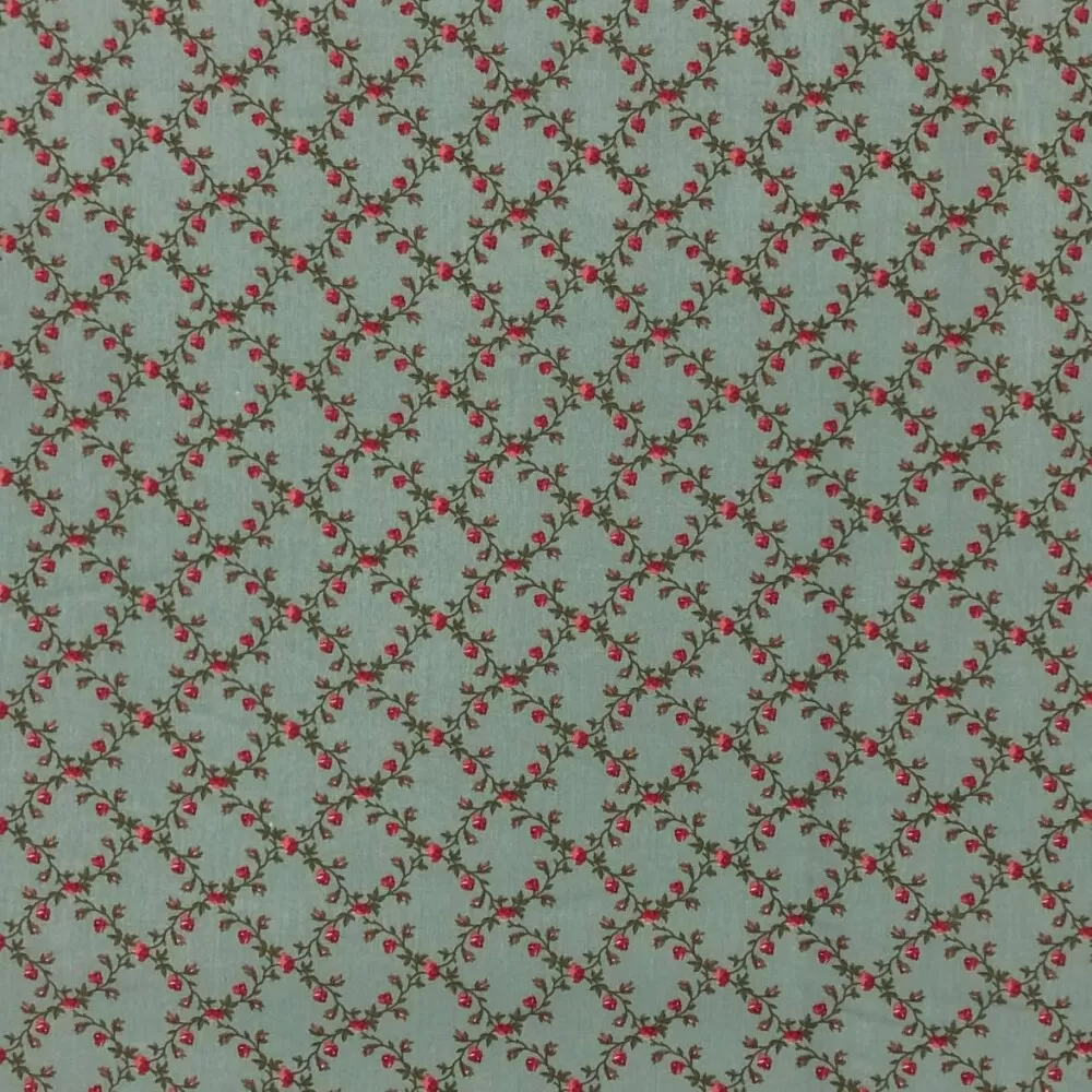 Tricoline Estampada Caldeira Valentina 100% Algodão 1,50m Largura - Verde