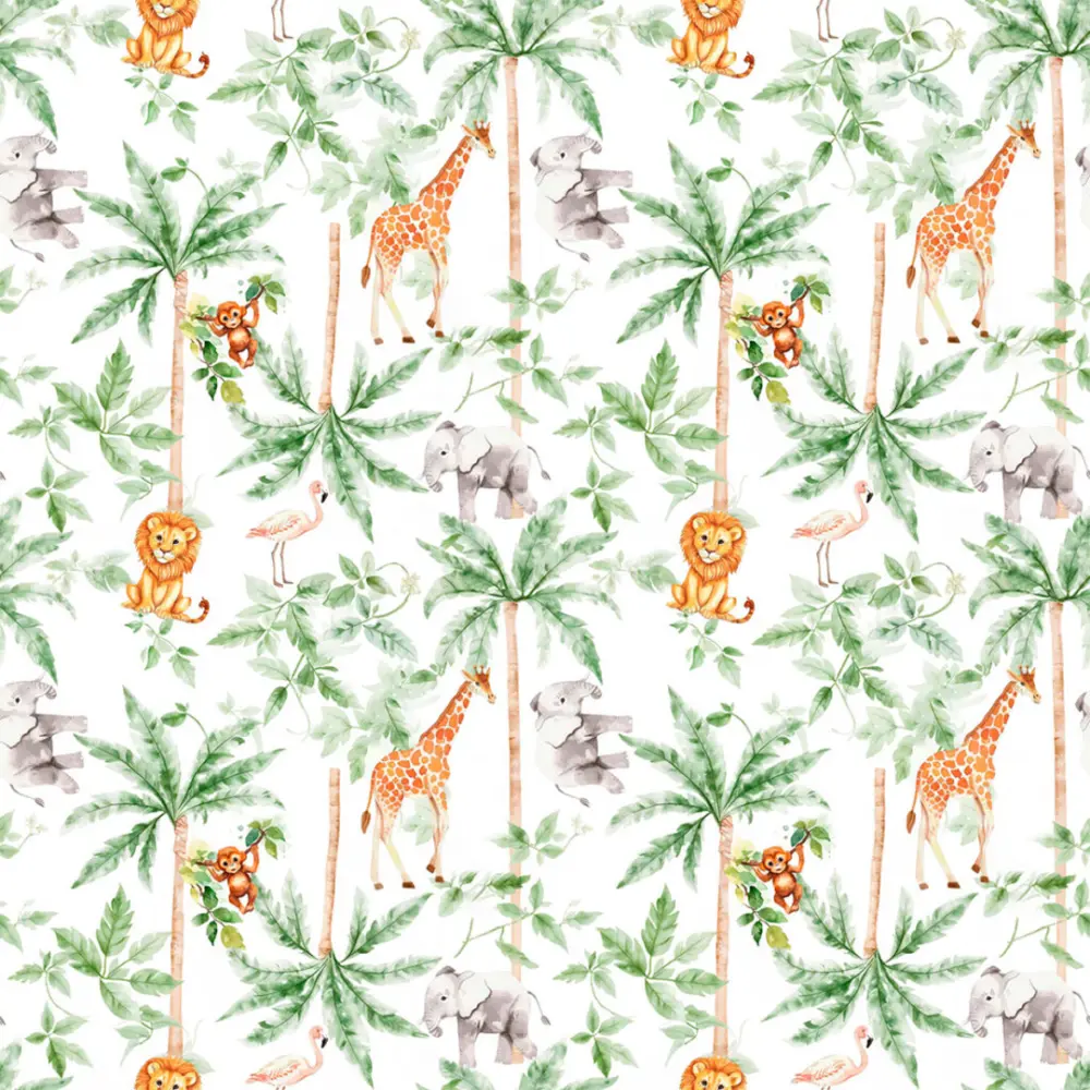 Tricoline Estampada Coqueiros Selva 100% Algodão 1,50m Largura - Variante 1