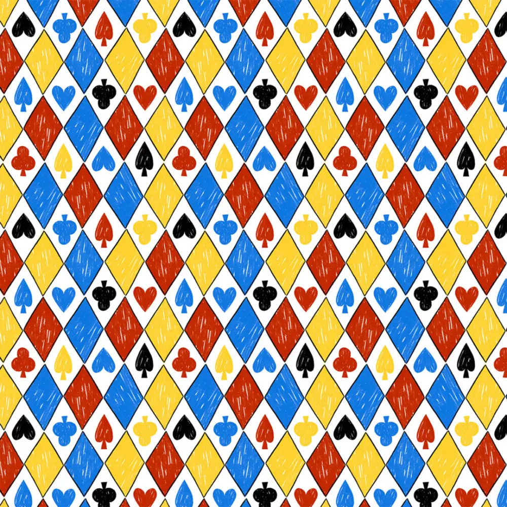 Tricoline Estampada Desenho Cartas Baralho 100% Algodão 1,50m Largura - Variante 1