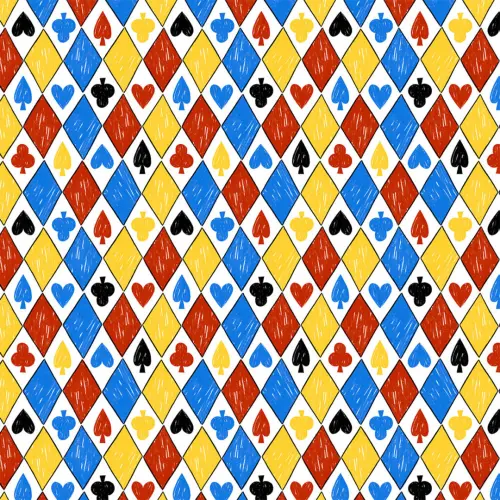 Tricoline Estampada Desenho Cartas Baralho 100% Algodão 1,50m Largura - Variante 1