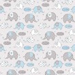 Tricoline Estampada - Elefante Cute Azul Bebê - 100% Algodão - 1,50m Largura - Variante 1