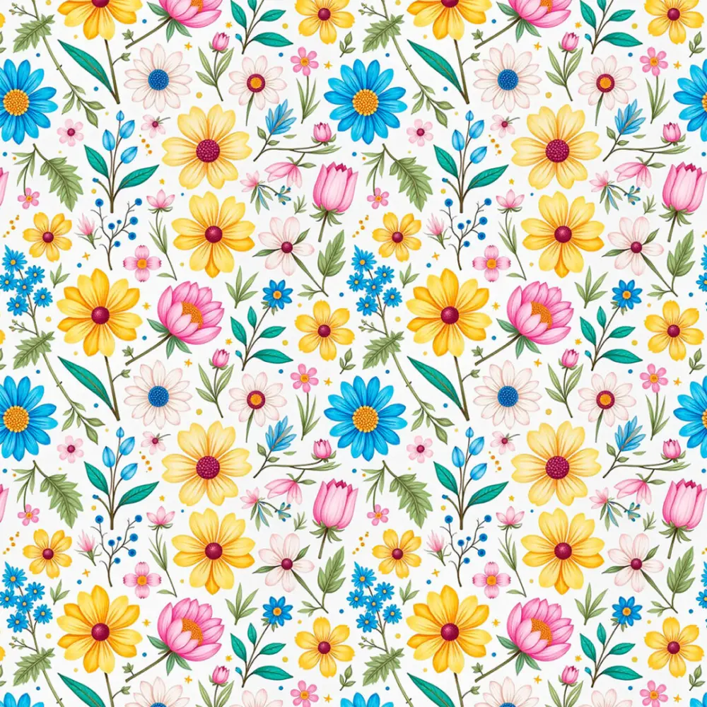 Tricoline Estampada Floral de Verão 100% Algodão 1,50m Largura - Variante 1