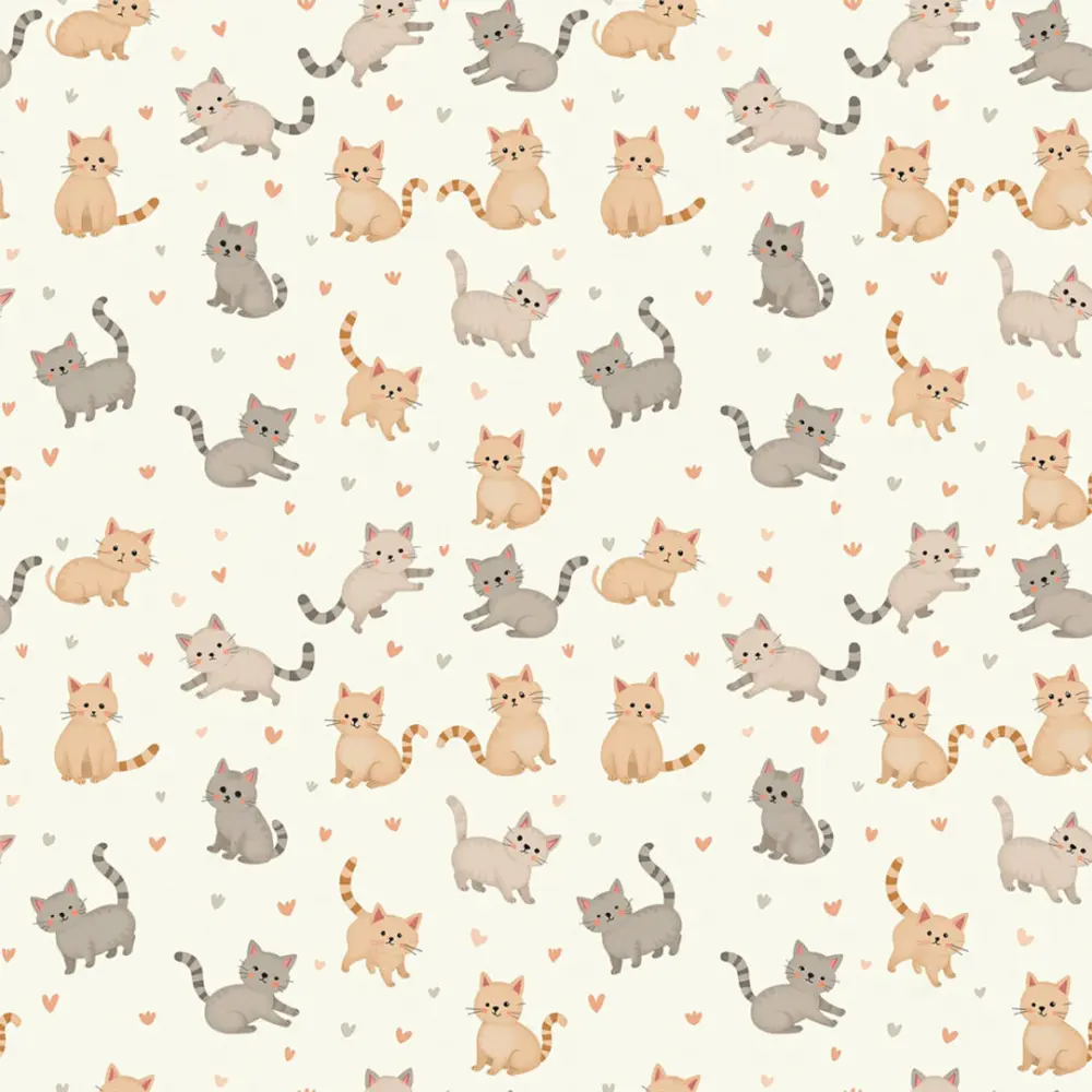 Tricoline Estampada Gatinhos Brincalhões 100% Algodão 1,50m Largura - Variante 1