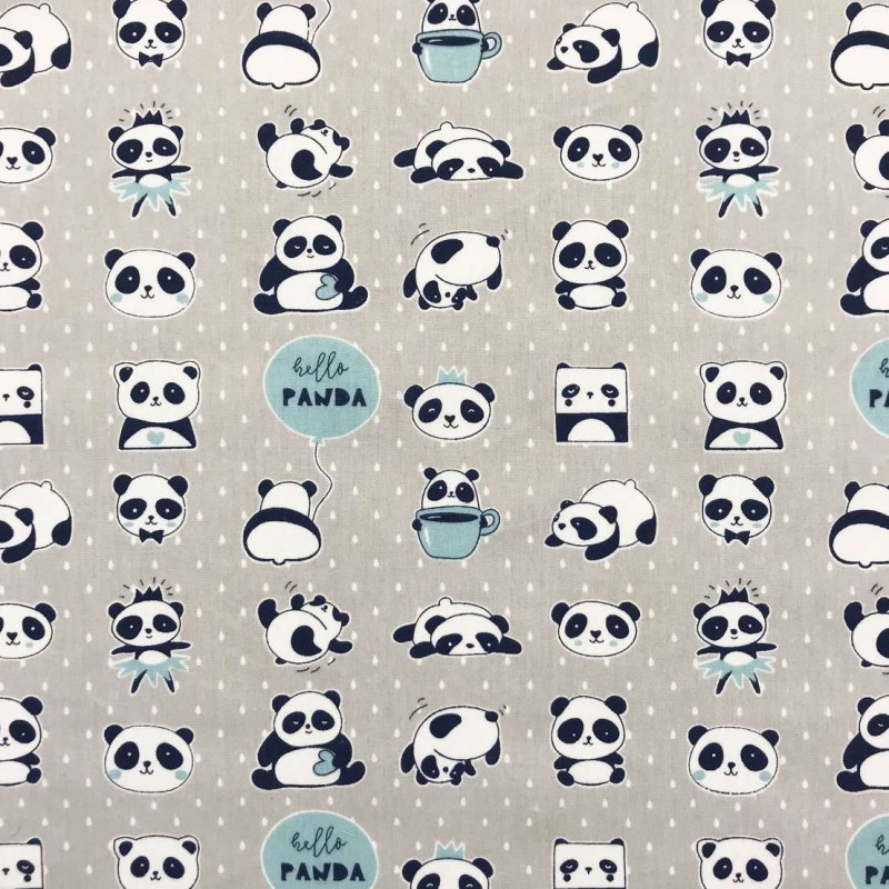 Tricoline Estampada - Hello Panda - 100% Algodão - 1,50m Largura - Variante 1