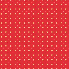 Tricoline Estampada Mini Corações com Poá 100% Algodão 1,50m largura - Vermelho