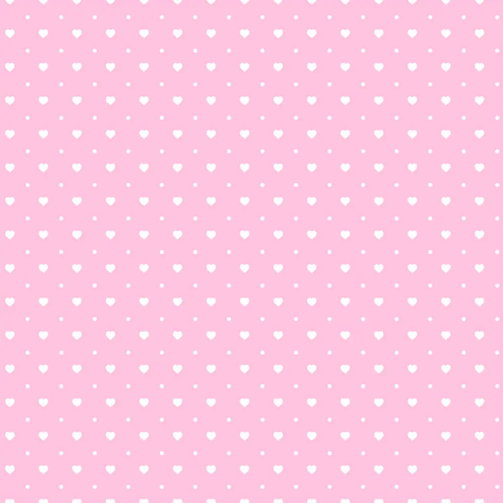 Tricoline Estampada Mini Corações com Poá 100% Algodão 1,50m largura - Rosa bebê