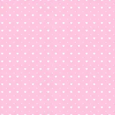Tricoline Estampada Mini Corações com Poá 100% Algodão 1,50m largura - Rosa bebê