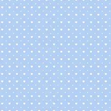 Tricoline Estampada Mini Corações com Poá 100% Algodão 1,50m largura - Azul bebê