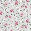 Tricoline Estampada - Mini Flores Fundo Cinza - 100% Algodão - 1,50m Largura - Variante 1
