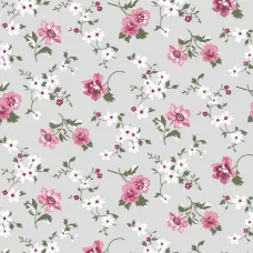 Tricoline Estampada - Mini Flores Fundo Cinza - 100% Algodão - 1,50m Largura - Variante 1