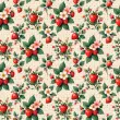 Tricoline Estampada Morango com Flores 100% Algodão 1,50m Largura - Variante 1