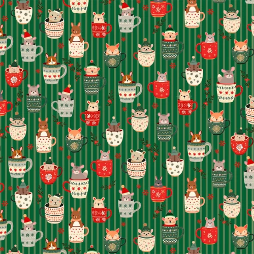 Tricoline Estampada Natal Café dos Bichinhos 100% Algodão - Variante 1