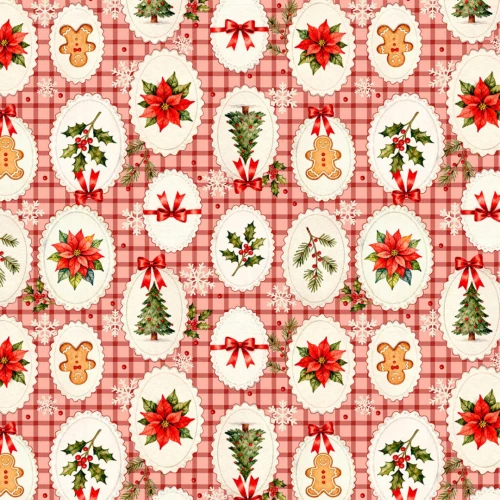 Tricoline Estampada Natal Decor Oval 100% Algodão - Vermelho