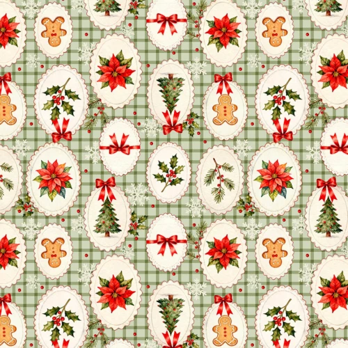 Tricoline Estampada Natal Decor Oval 100% Algodão - Verde