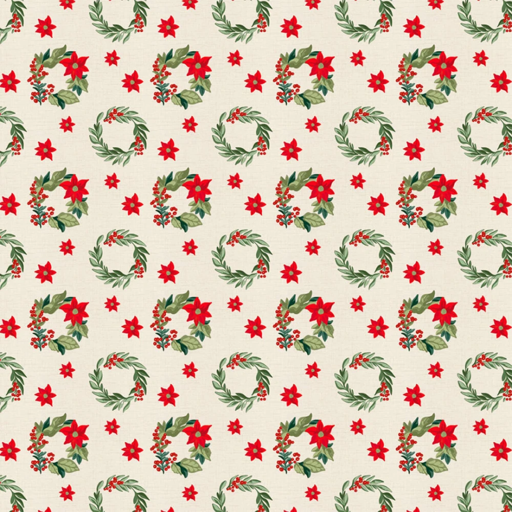 Tricoline Estampada Natal Mini Guirlandas 100% Algodão - Variante 1