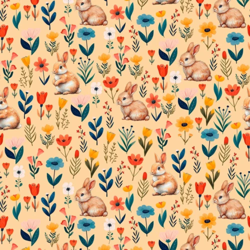 Tricoline Estampada Páscoa Jardim Floral 100% Algodão - Variante 1