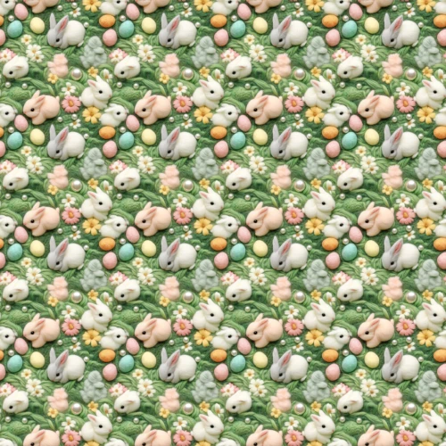 Tricoline Estampada Páscoa Pérolas e Coelhinhos 100% Algodão - Variante 1