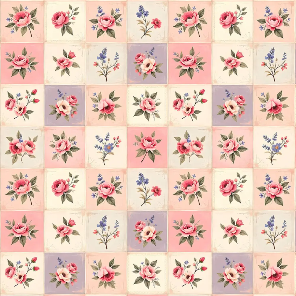 Tricoline Estampada Patchwork Floral 100% Algodão 1,50m Largura - Variante 1