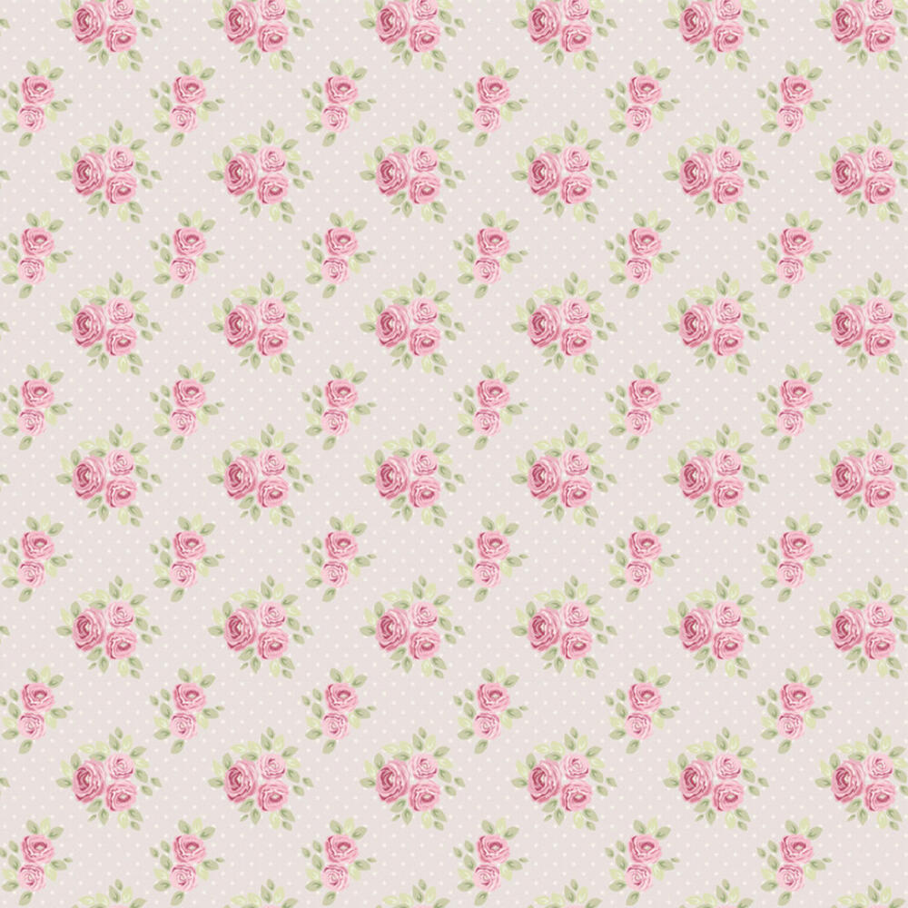 Tricoline Estampada Rosas Fundo Bege com Poazinho 100% Algodão 1,50m largura - Variante 1