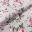 Tricoline Estampada - Rosas Grandes Fundo Cinza - 100% Algodão - 1,50m Largura - Variante 1