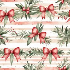 Tricoline Exclusiva Coleção Natal Laços Aquarelados 100% Algodão 1,50m Largura - Variante 1