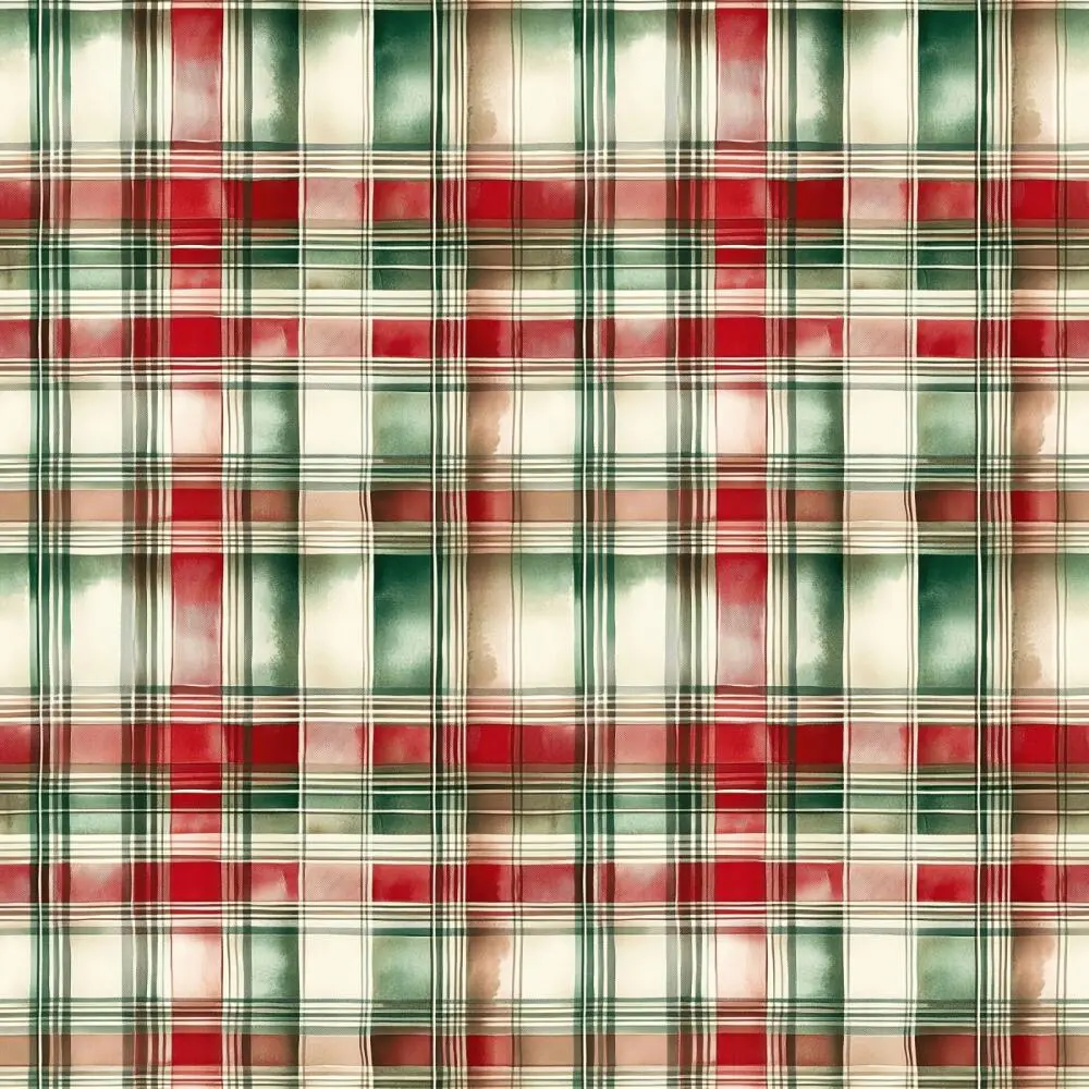 Tricoline Exclusiva Coleção Natal Papai Noel Vintage 100% Algodão 1,50m Largura - Xadrez