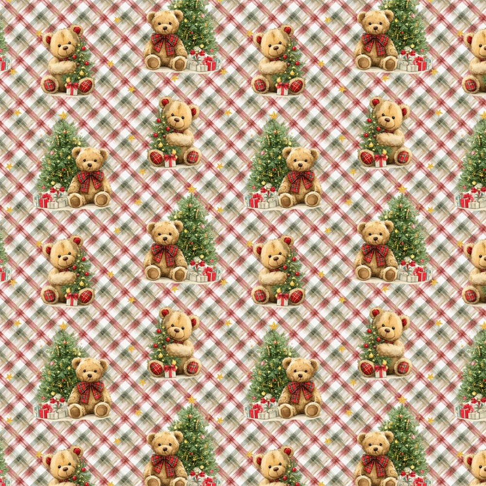 Tricoline Exclusiva JLM Natal Teddy Bear 100% Algodão - Variante 1