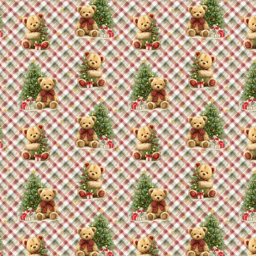 Tricoline Exclusiva JLM Natal Teddy Bear 100% Algodão - Variante 1