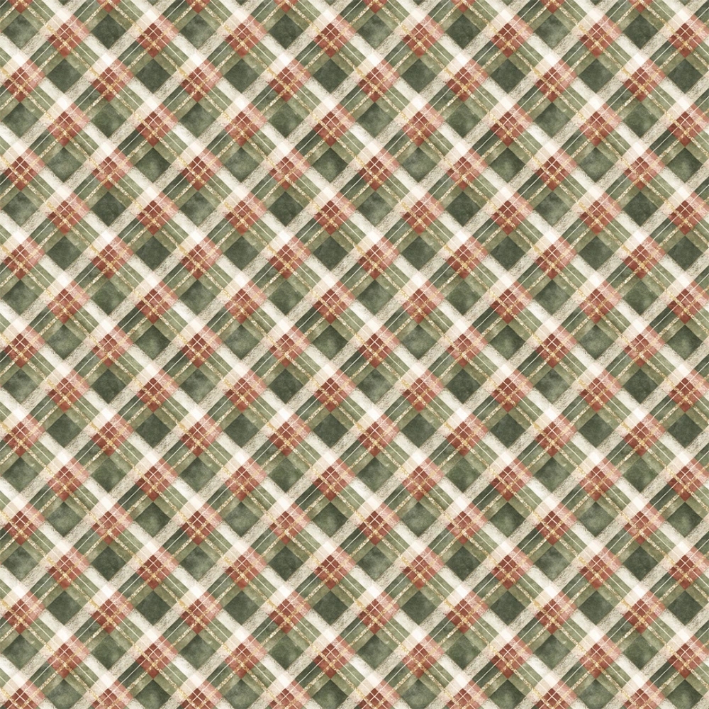 Tricoline Exclusiva JLM Natal Xadrez Verde Gold 100% Algodão - Variante 1