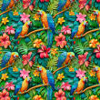 Tricoline Fabricart Digital 3D Tropical Araras 100% Algodão 1,50m Largura - Variante 1