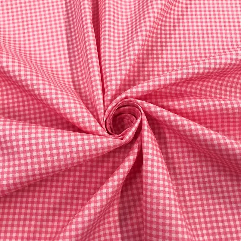 Tricoline estampa digital xadrez férias rosa - Renatta Tecidos