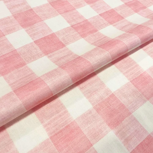Tricoline Fernando Maluhy Coleção Xadrez Decora 100% Algodão 1,50m Largura - Rosa bebê