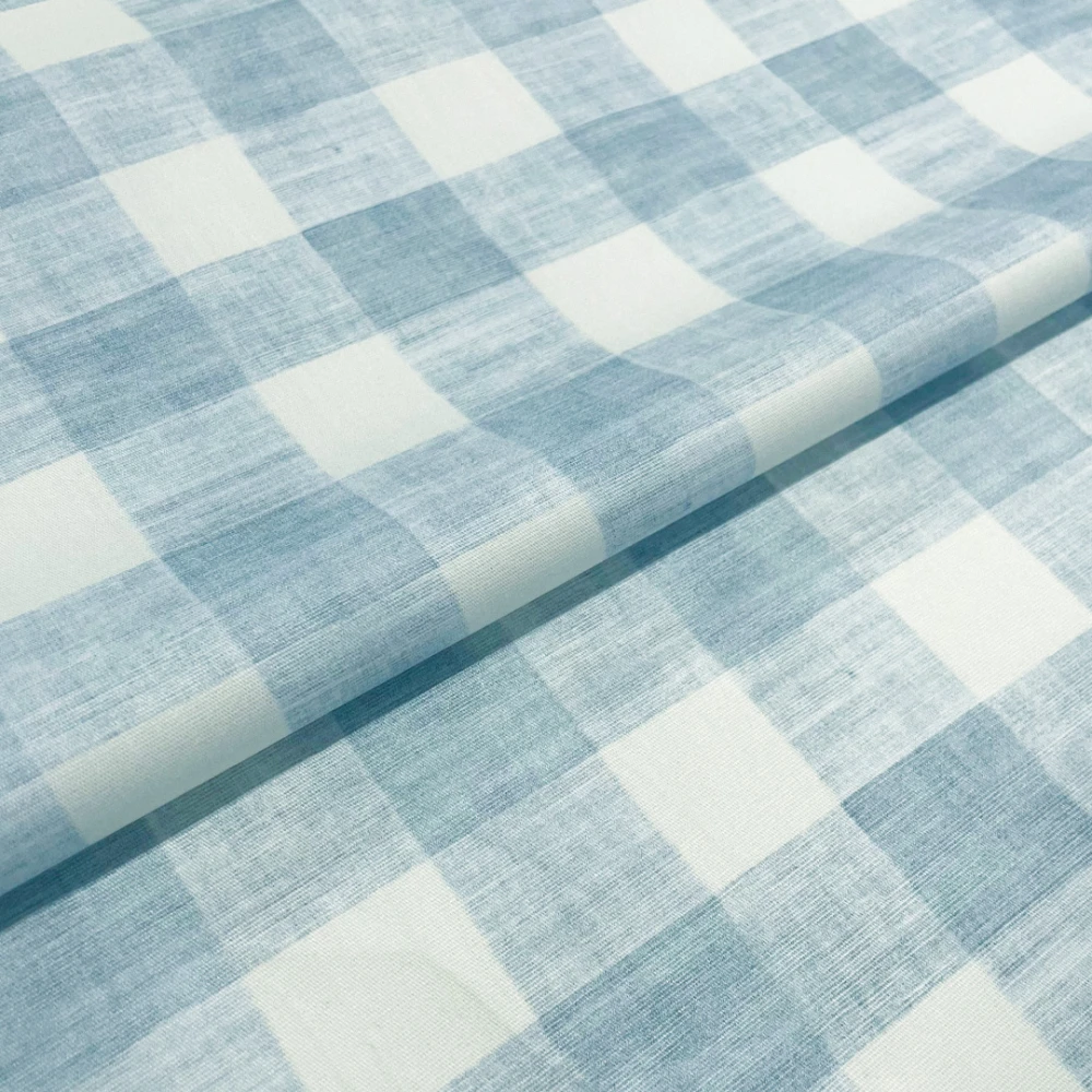 Tricoline Fernando Maluhy Coleção Xadrez Decora 100% Algodão 1,50m Largura - Azul bebê