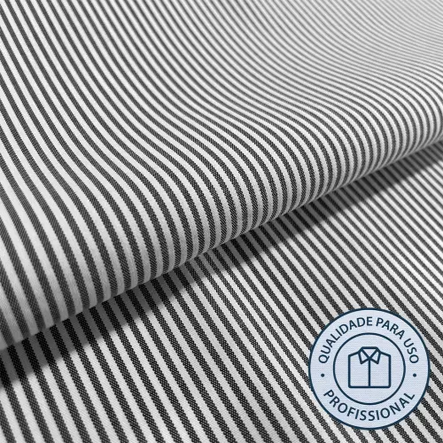 Tricoline Listrada Para Camisaria Com Elastano 29% Algodão 67% Poliéster 4% Elastano 1,40L - 021 - preto