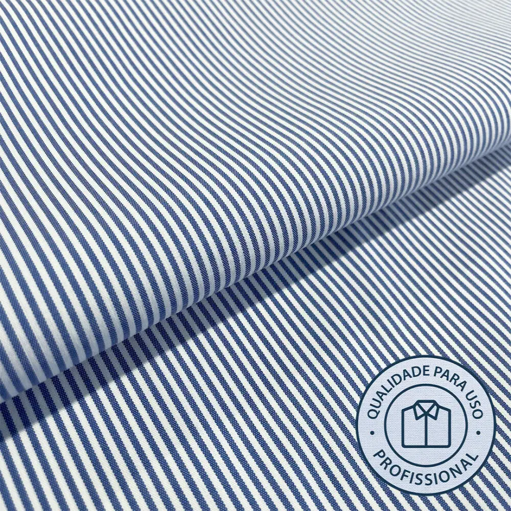 Tricoline Listrada Para Camisaria Com Elastano 29% Algodão 67% Poliéster 4% Elastano 1,40L - 1429 - azul royal