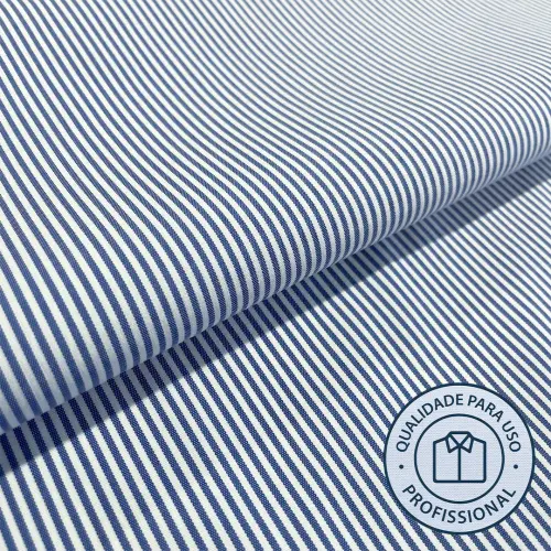 Tricoline Listrada Para Camisaria Com Elastano 29% Algodão 67% Poliéster 4% Elastano 1,40L - 1429 - azul royal