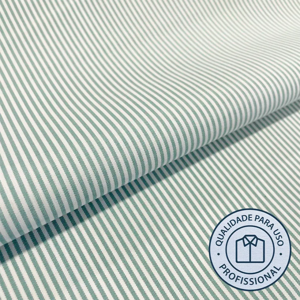 Tricoline Listrada Para Camisaria Com Elastano 29% Algodão 67% Poliéster 4% Elastano 1,40L - 2261 - verde claro