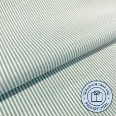 Tricoline Listrada Para Camisaria Com Elastano 29% Algodão 67% Poliéster 4% Elastano 1,40L - 2261 - verde claro