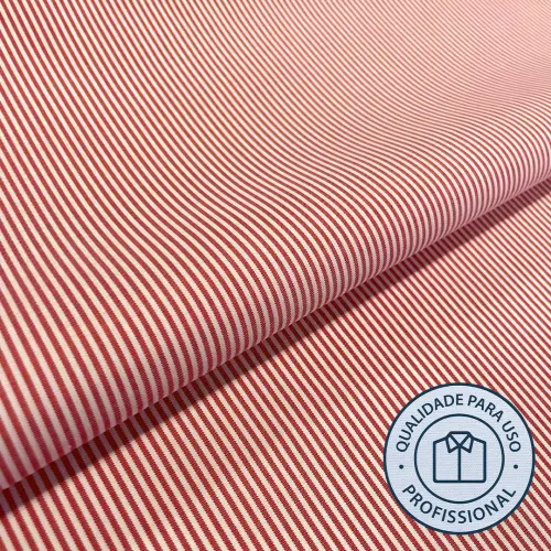 Tricoline Listrada Para Camisaria Com Elastano 29% Algodão 67% Poliéster 4% Elastano 1,40L - 5179 - vermelho