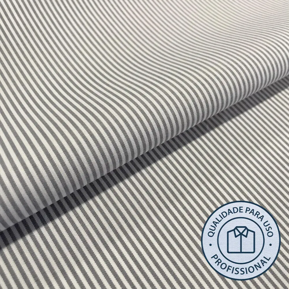 Tricoline Listrada Para Camisaria Com Elastano 29% Algodão 67% Poliéster 4% Elastano 1,40L - 9209 - cinza medio