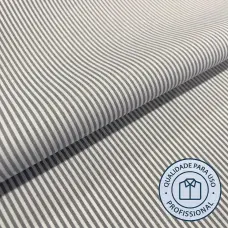 Tricoline Listrada Para Camisaria Com Elastano 29% Algodão 67% Poliéster 4% Elastano 1,40L - 9209 - cinza medio