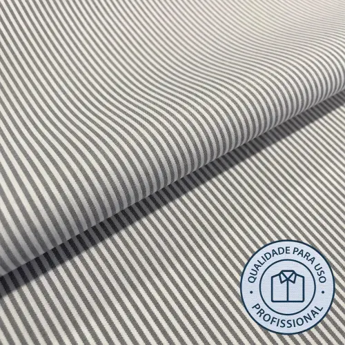 Tricoline Listrada Para Camisaria Com Elastano 29% Algodão 67% Poliéster 4% Elastano 1,40L - 9209 - cinza medio