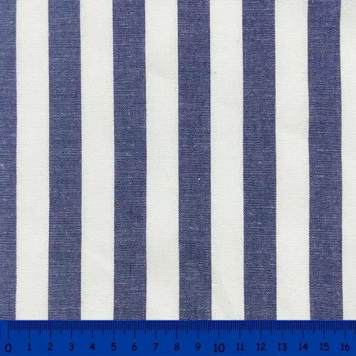 Tricoline Listras Grandes Fio Tinto 100% Algodão - Azul marinho