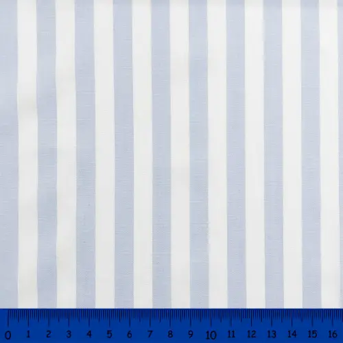 Tricoline Listras Grandes Fio Tinto 100% Algodão - Azul bebê