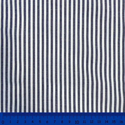 Tricoline Listras Médias Fio Tinto 100% Algodão - Azul marinho