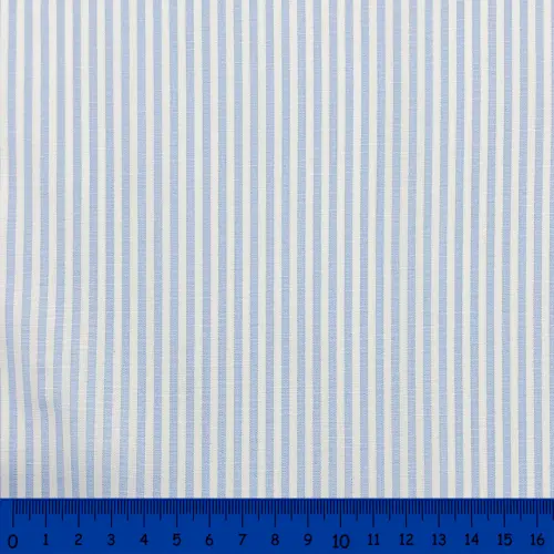 Tricoline Listras Médias Fio Tinto 100% Algodão - Azul bebê