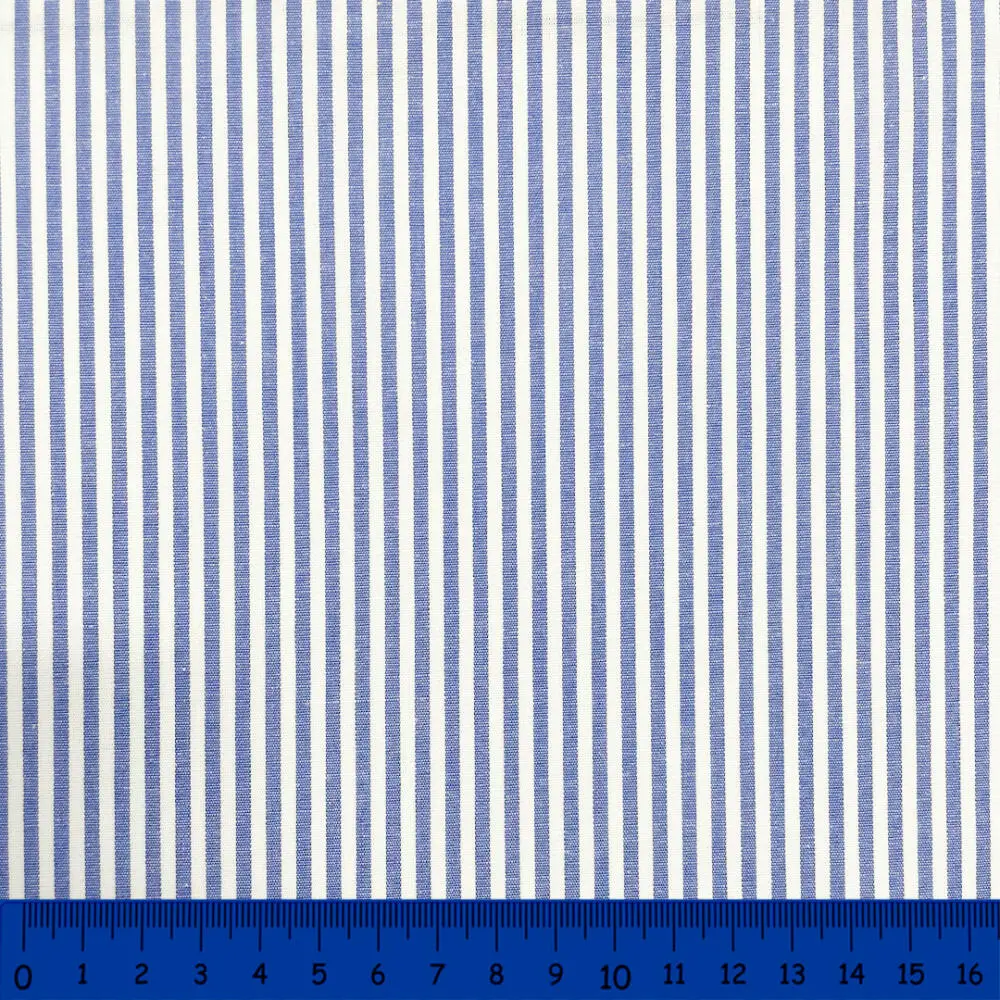 Tricoline Listras Médias Fio Tinto 100% Algodão - Azul royal