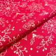 Tricoline Natal Contorno Flores com Glitter 100% Algodão - 1,50m largura - Vermelho